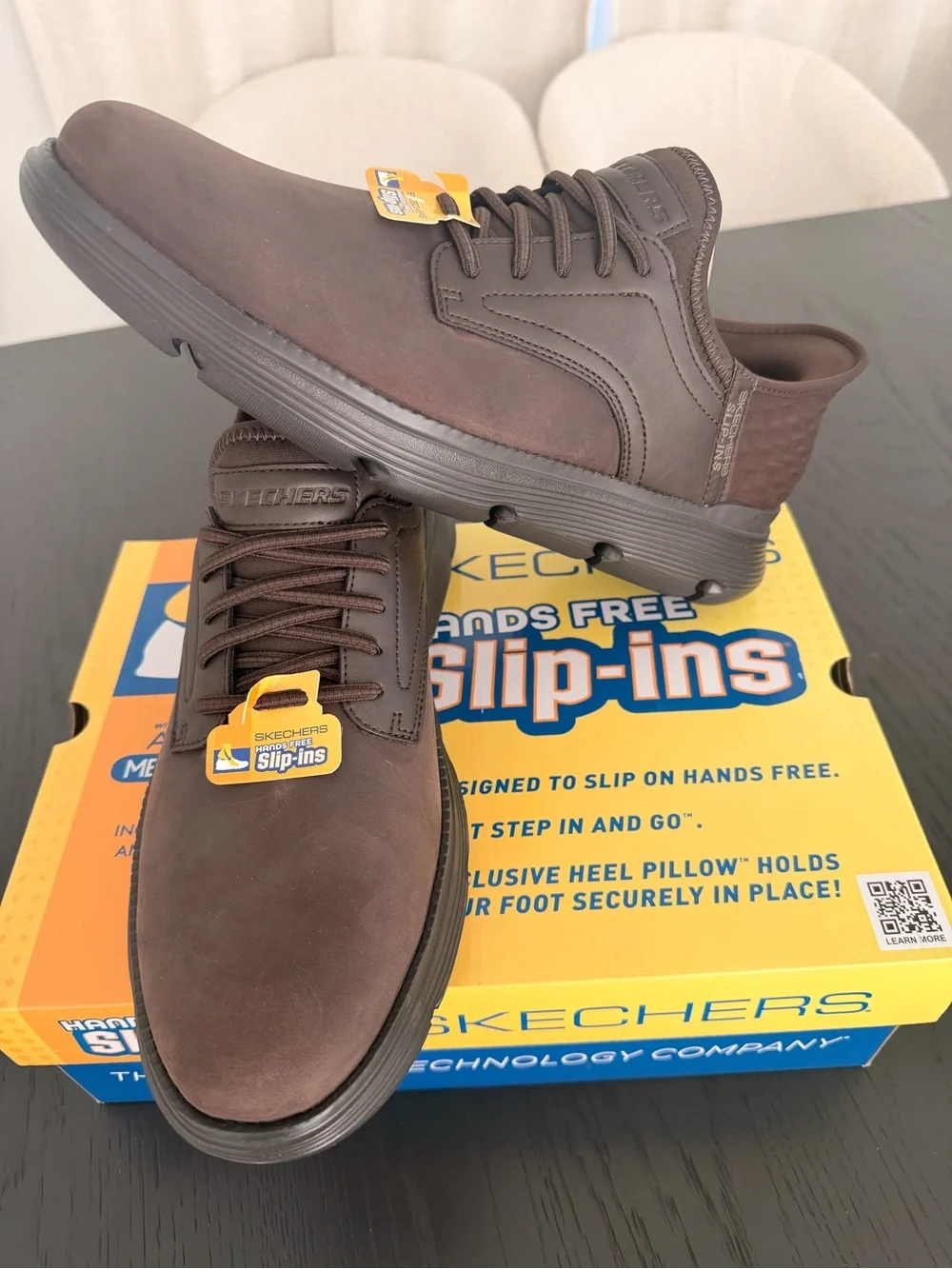 Skechers Slip-ins Garza Gervin Mens 12 Brown Leather Sneakers